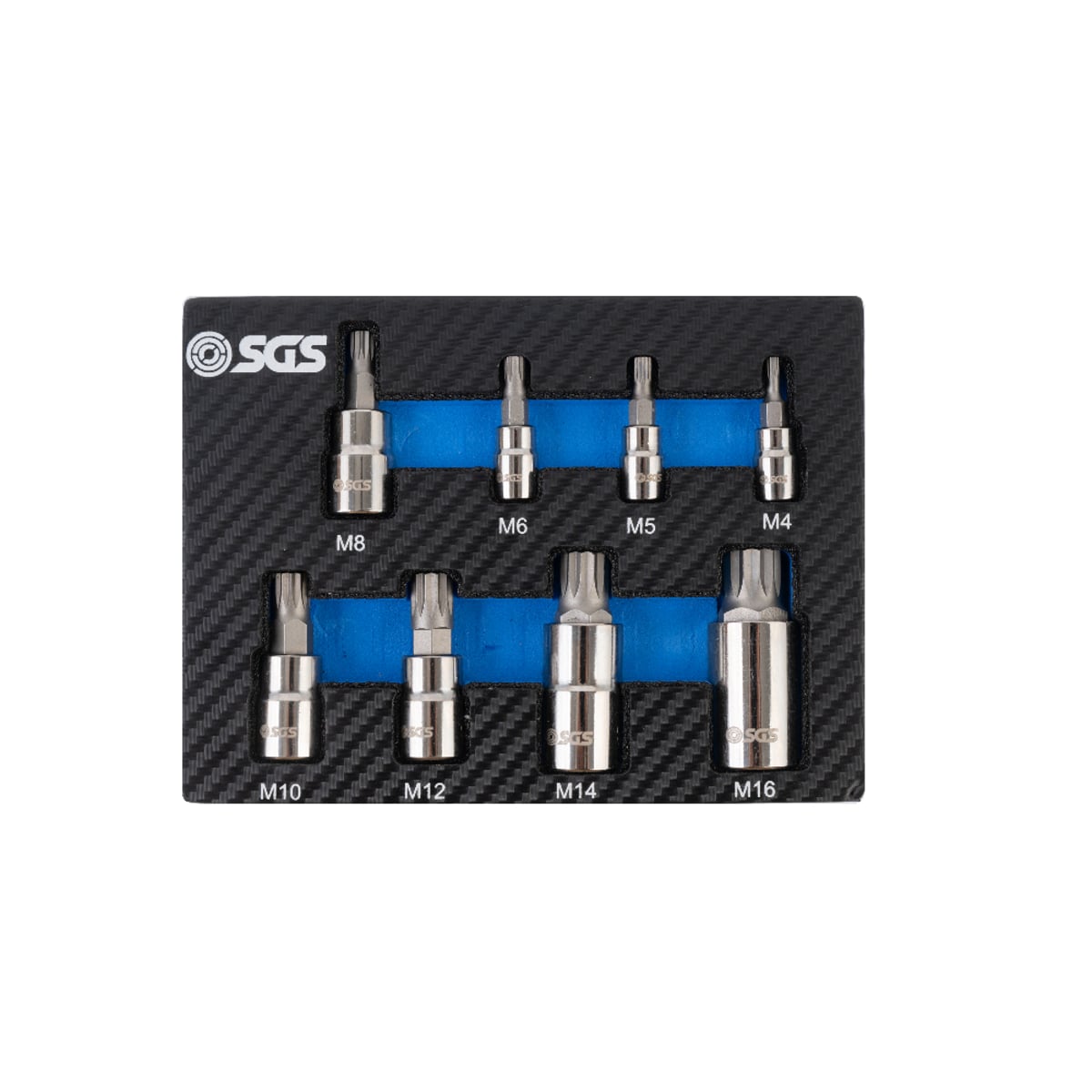SGS 8pc Spline Socket Bit Set | 1/4in, 3/8in, 1/2in | Foam Insert